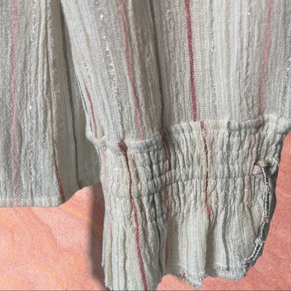 𝅺love Sam Smocked Off the Shoulder with Tassels Boho Top Size Extra Small - Picture 9 of 15